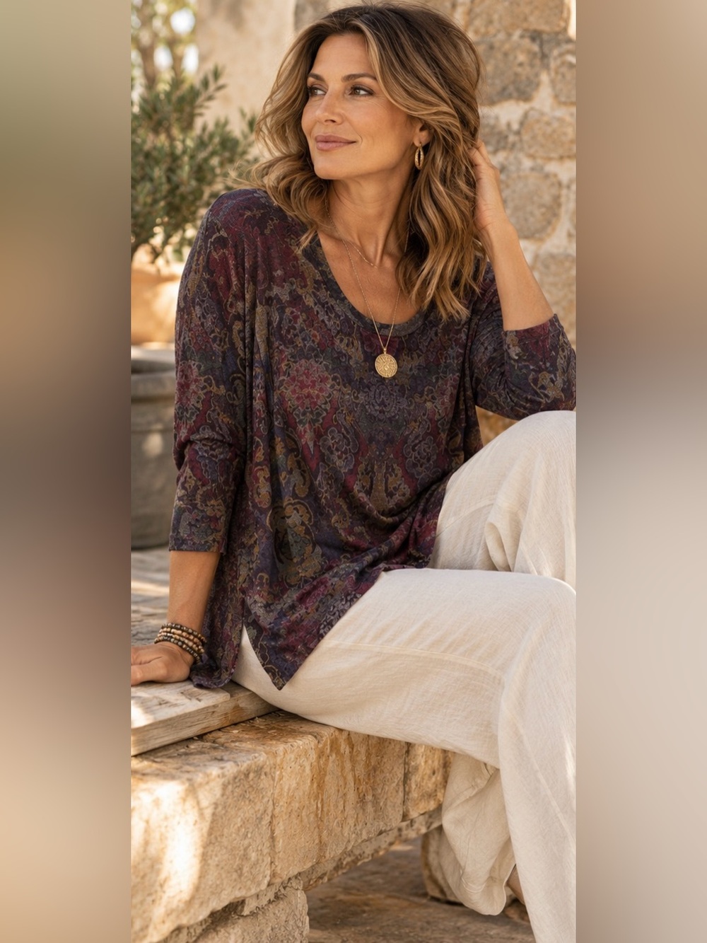 Soft Surroundings Paisley Floral Handkerchief Tunic PL Boho Tapestry